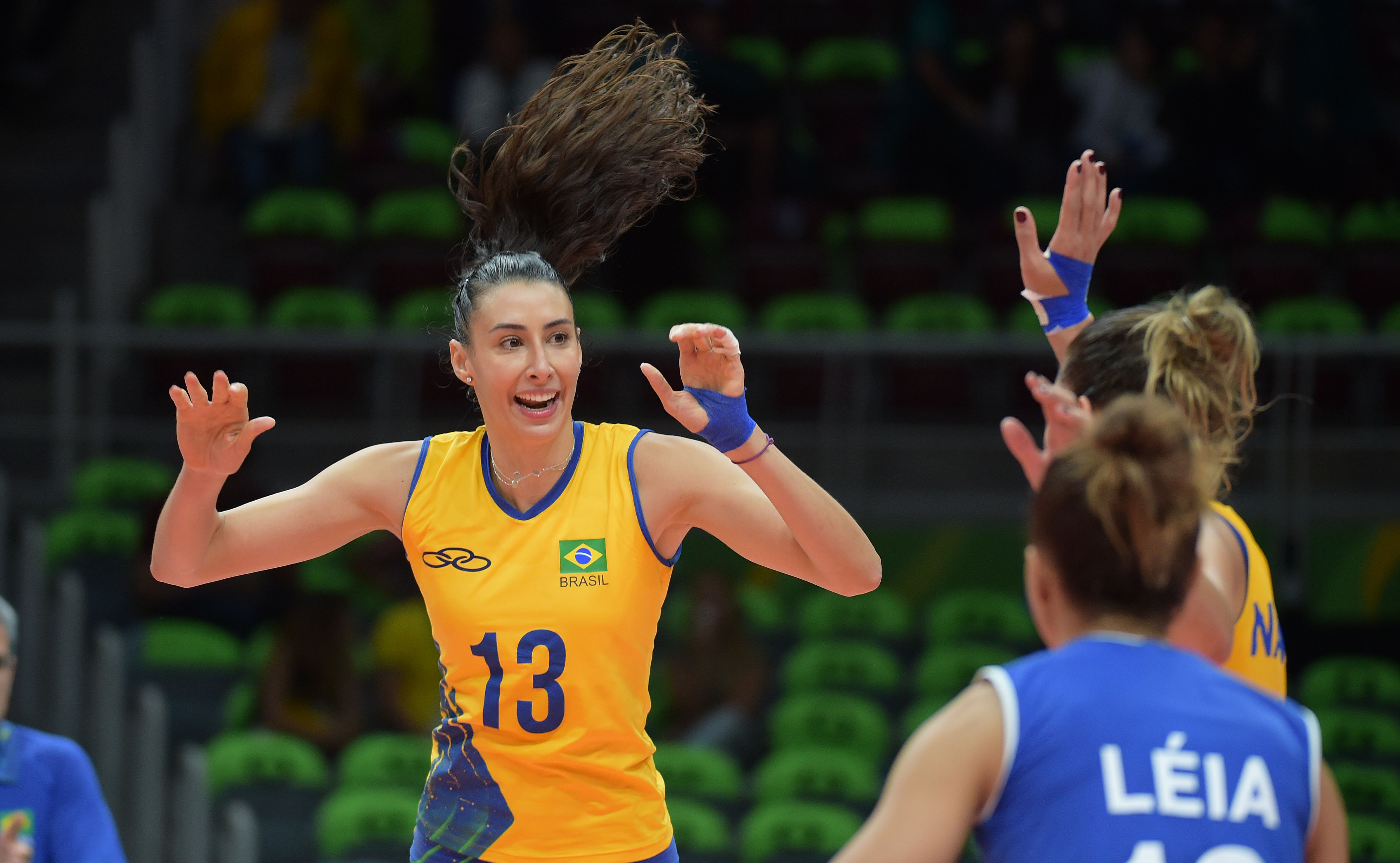 SheillaCastroofBrazilcelebratesapointwithteammates